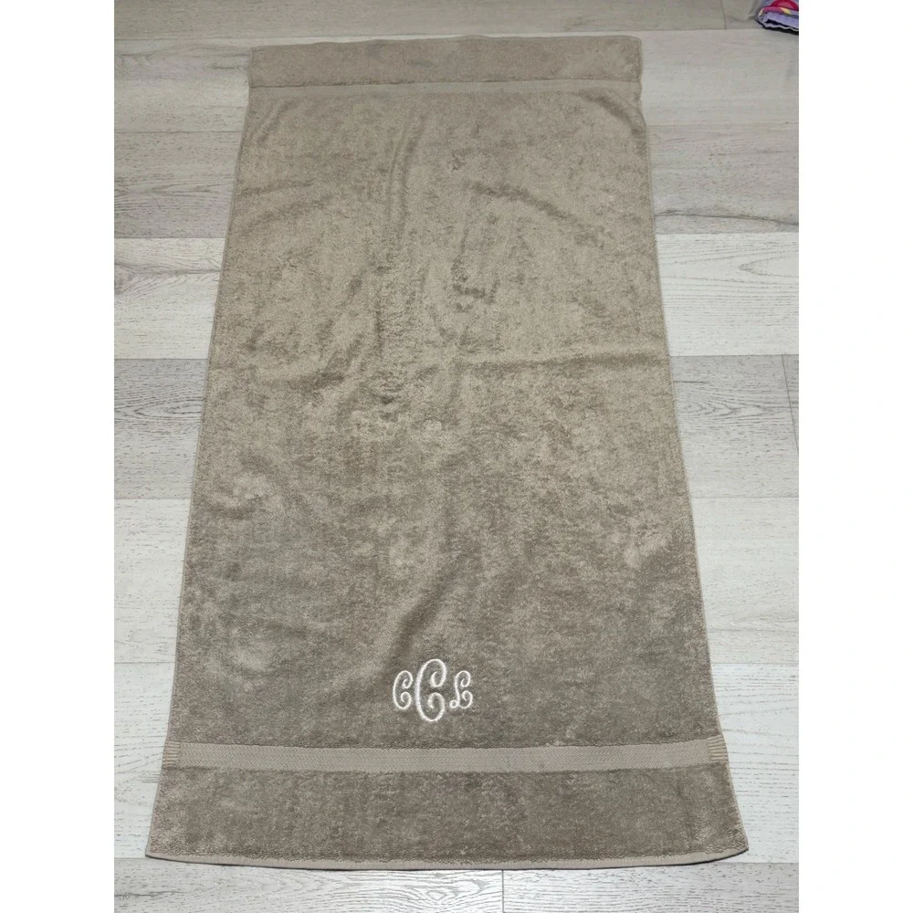 Monogrammed Lands End Coming Home Bath Towel Unisex OS Taupe